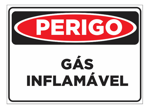 Placa Perigo Gás Inflamável 20x30cm Sinalização Kit Com 2