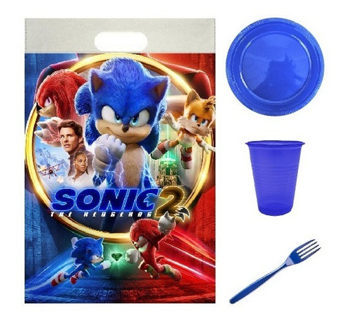 6 Pack Cotillón Sonic 2 Cumpleaños Niños Set