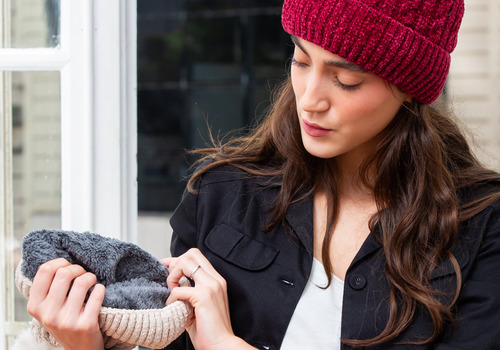 Gorro Mujer Invierno Lana Tramado Con Piel Dentro Beige Unico