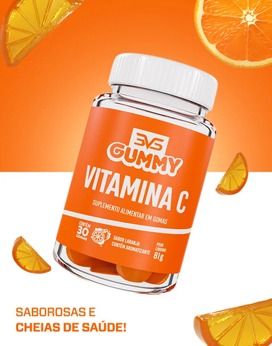 Gummy Vitamina C 100% Natural - Produzido com Pectina e Tapioca - Sabor: Laranja