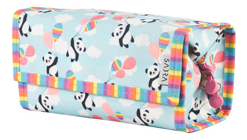 Estojo Fofão 4 Divisórias Panda Azul Pastel Sabra