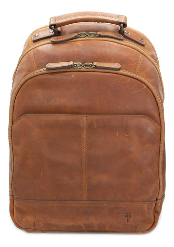 Frye Mens Logan Multi Zip Backpack, Cognac, One Size Us
