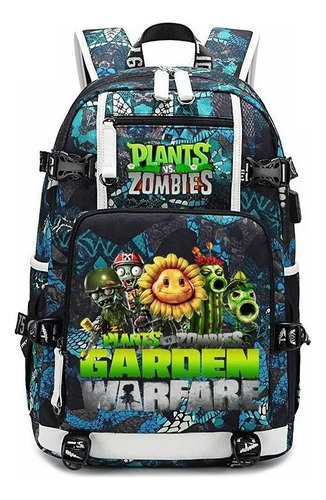 Plantas Vs. Zombies Pvz Camuflaje Mochila Estudiantes B [u]