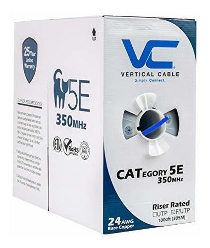 Vertical Cable Cat5e, 350 mhz, Shielded, 24 awg, Solid De Co