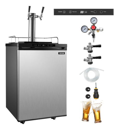 Dispensador Cerveza Kegerator Refrigerador Doble Grifo Gris