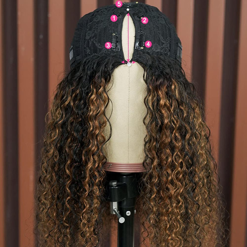 V Part Wig Human Hair No Defilt No Se Necesita Pegamento 1b/