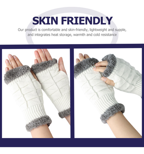 1 Par De Guantes De Medio Dedo Con Mangas Cortas Para Otoño