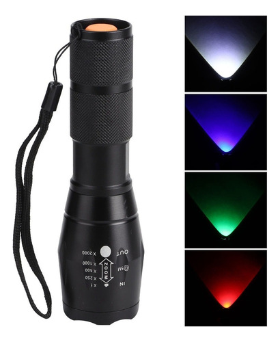 Linterna Led Rgbw 4 Color En 1 Linterna Telescópica Zoomable