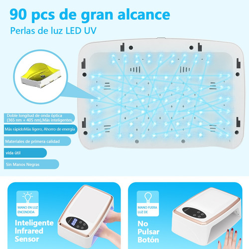 Lámpara De Uñas Uv Profesional 380w/90led Almohada De Mano