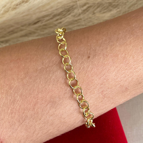 Pulseira Elo Português 5mm - 17cm - Ouro 18k Dourado 5 Mm 17 Cm