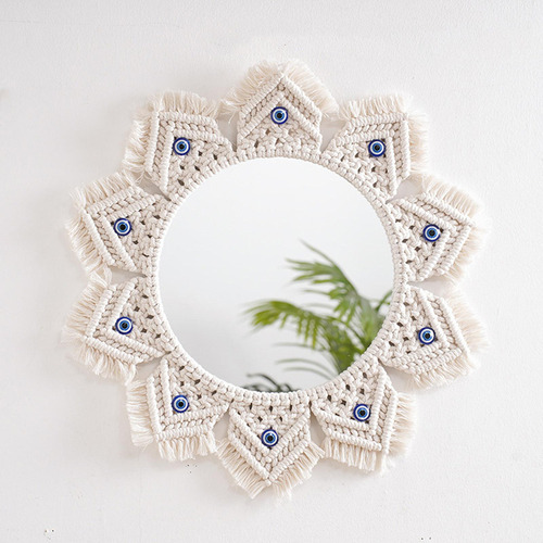 * Espejo De Pared Colgante, Espejo Decorativo Con Flecos De
