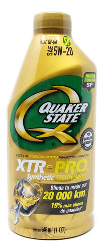 Aceite Motor 5w20 Xtr Pro Semisintetico 946ml Quaker State