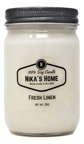 Vela De Soya Fresh Linen - 12oz Mason