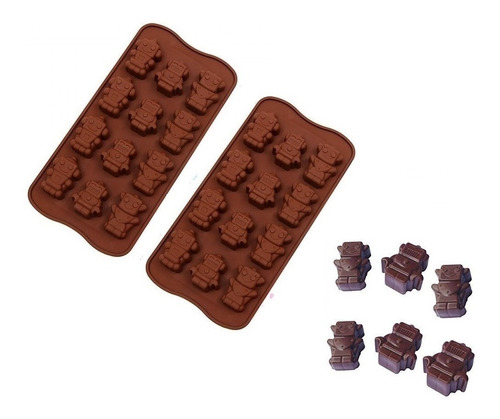 Pack X2 Moldes De Chocolate Moldes Chocolate Silicona Robot