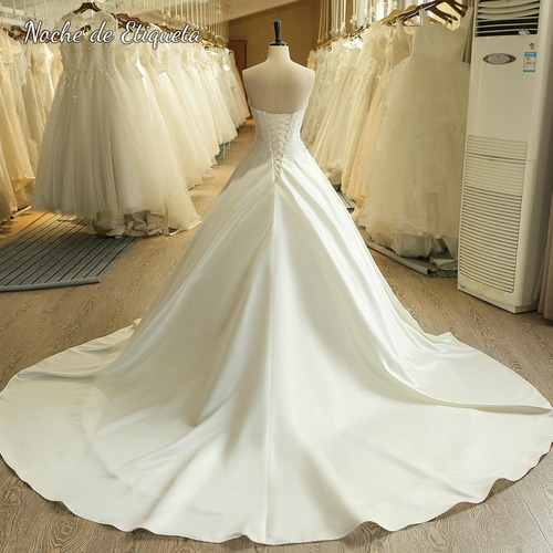 Vestido De Novia Corte A Satin Strapless Escote Corazón