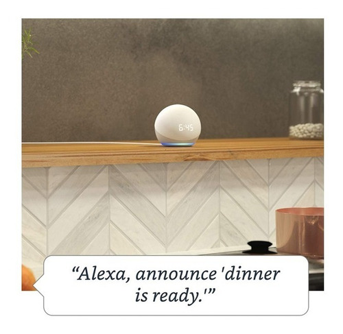 Amazon Echo Dot Echo Dot 4th Gen with clock con asistente virtual Alexa, pantalla integrada glacier white 110V/240V