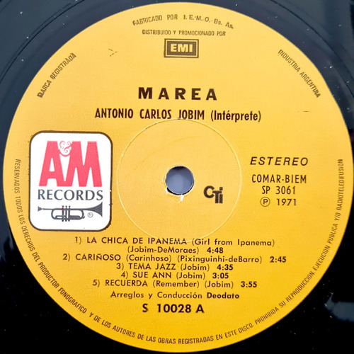 Antonio Carlos Jobim - Marea (1971) Argentina - Vinilo / Lp (Usado)