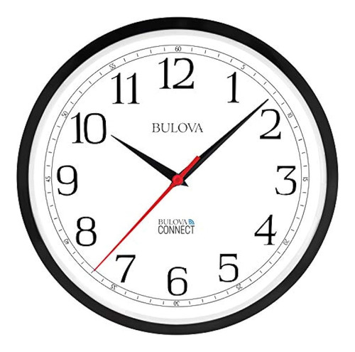 Bulova Precision Connect Wall Clock C5000, 12.5 , Black And 