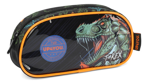 Estojo Escolar Infantil Luxcel Up4you T-rex - Ei39414 Cor Preto