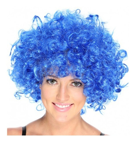 Peluca Afro De Fantasía Azul Pacífico !! Tamaño De La Base Ajustable