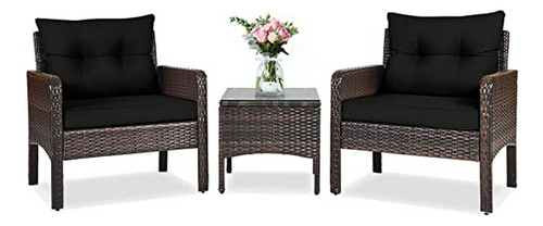 Set Muebles Exterior Rattan Negro