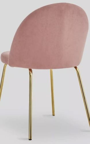 Silla Velvet Tapizado Sybil Tulip Velvet Aterciopelado Dorado Oscuro Rosa