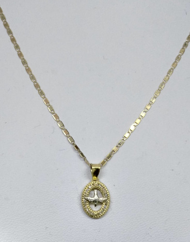 Medalla Espíritu Santo P/ Bautizo Con Cadena Oro 10 Kilates Color Dorado Oscuro