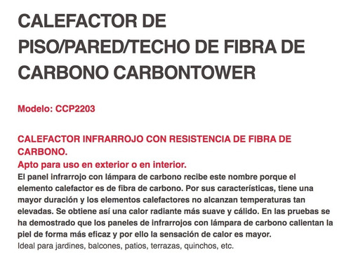 Imagen 6 de 8 de Calefactor Exterior Liliana Ccp2203 Carbono 2200w - Cuotas