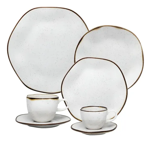 Aparelho De Jantar E  Chá/café 42 Pçs Oxford Ryo Maresia Multicor