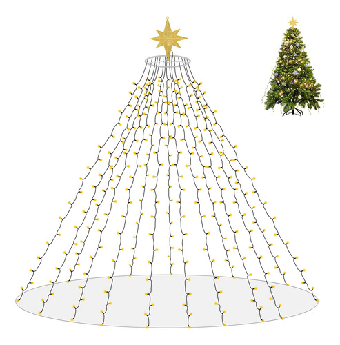 Tira Luz Para Arbol Navidad Estrella Pie Linea Led Cortina