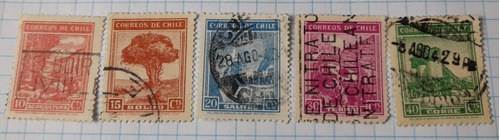 Sello Postal - Chile - Paisajes ( 1938 - 1940 )