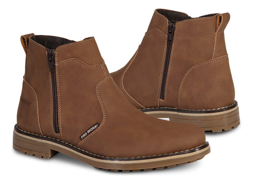 Bota Hombre Botin Vestir Vaquera Pro Work 89719 Canela