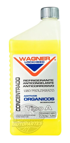 Imagen 1 de 4 de Liquido Refrigerante Wagner Amarillo Tipo A 1 Litro