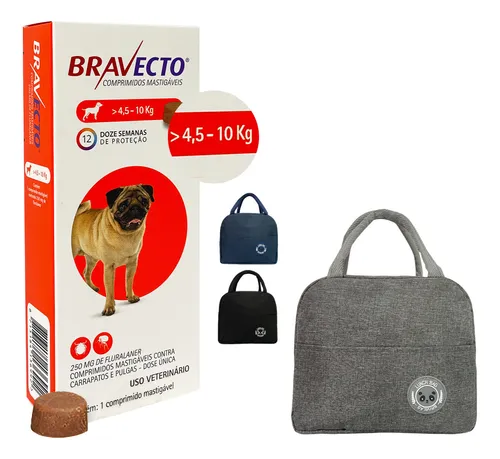comprar Bravecto Antipulga Carrapato 250 Cão 4,5 A 10kg + Necessaire