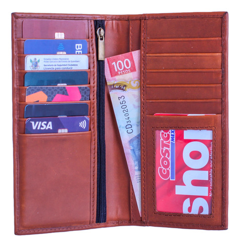 Cartera Larga Piel Original Monedero Tarjetas De Lujo Hombre