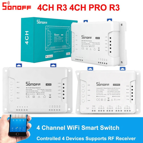 Imagen 3 de 7 de Sonoff 4ch Pro R3 4 Canales Pulso- Contacto Seco - Wifi Rele