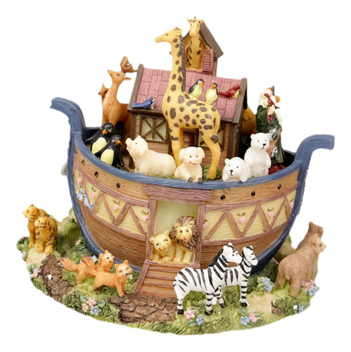 Caja Musical De Resina Ark Little Zoo, Decoración De Mesa