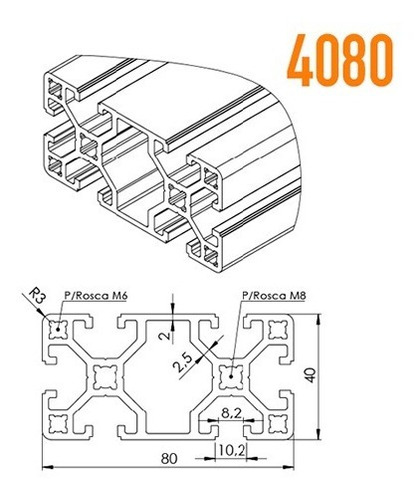 Imagen 5 de 10 de Perfil Aluminio 4080 Anodizado 1 Mt Tipo Bosch Router Cnc 3d