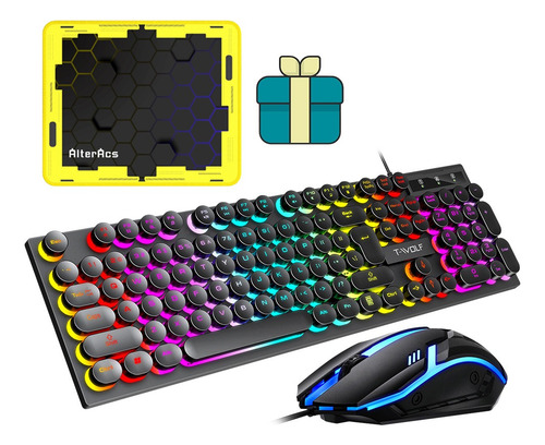 Kit De Teclado Y Mouse Gamer Tf270 Rgb Con Cable Usb-mecánic