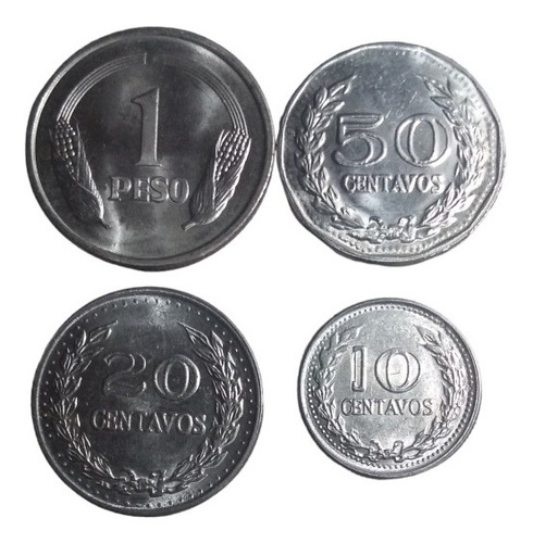  Monedas Colombia 4 Piezas Nuevas De 1 Peso A 10 Centavos 