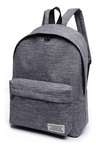 Mochila De Lona Tipo Jean Unisex Color Gris Oscuro