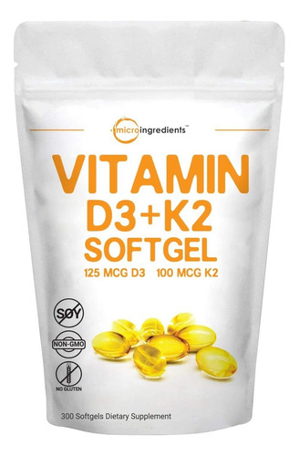 Vitamina D3 + K2 Capsulas Blandas 300 Capsulas