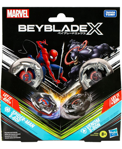 Beyblade X - Pack De 2 De Marvel Spider-man Vs Venom 3 Rojo