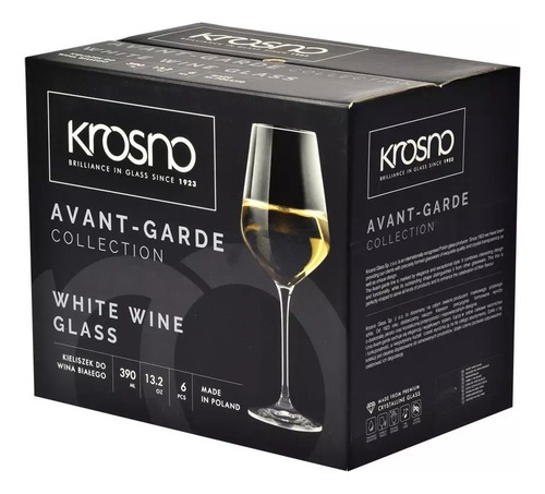 Copa Vino Blanco Krosno Línea Avant Garde Cristal 390ml 6u