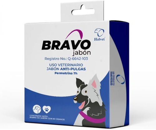 Halvet Bravo Jabón Antipulgas Para Perro 80 G