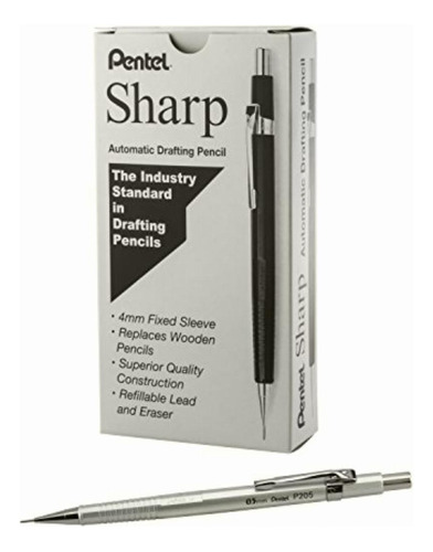 Pentel Sharp Lápiz Mecánico (0,5 Mm), Barril Plateado