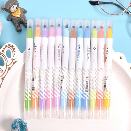 Destacador Magico Doble Punta Cambia Color Set 12