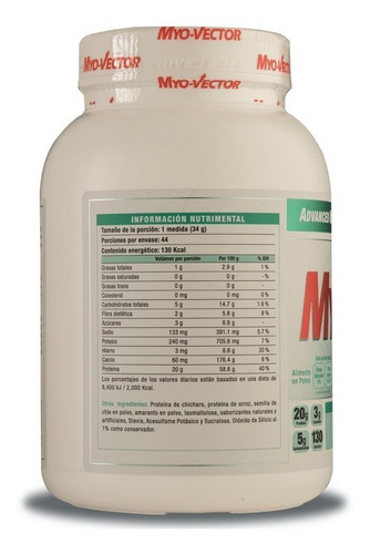 Proteina Myo Vector Vegan 3.3 Lbs Vegana 44 Porciones Sabor Vainilla