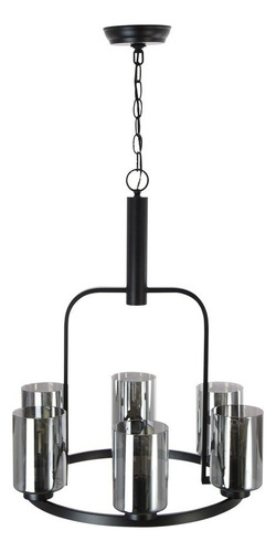 Lámpara Colgante Vintage E26 60w Negro Mate 6 Luces