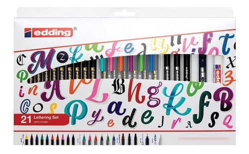 Set Lettering Marcadores Edding Brushpens P/pintar Mandalas 